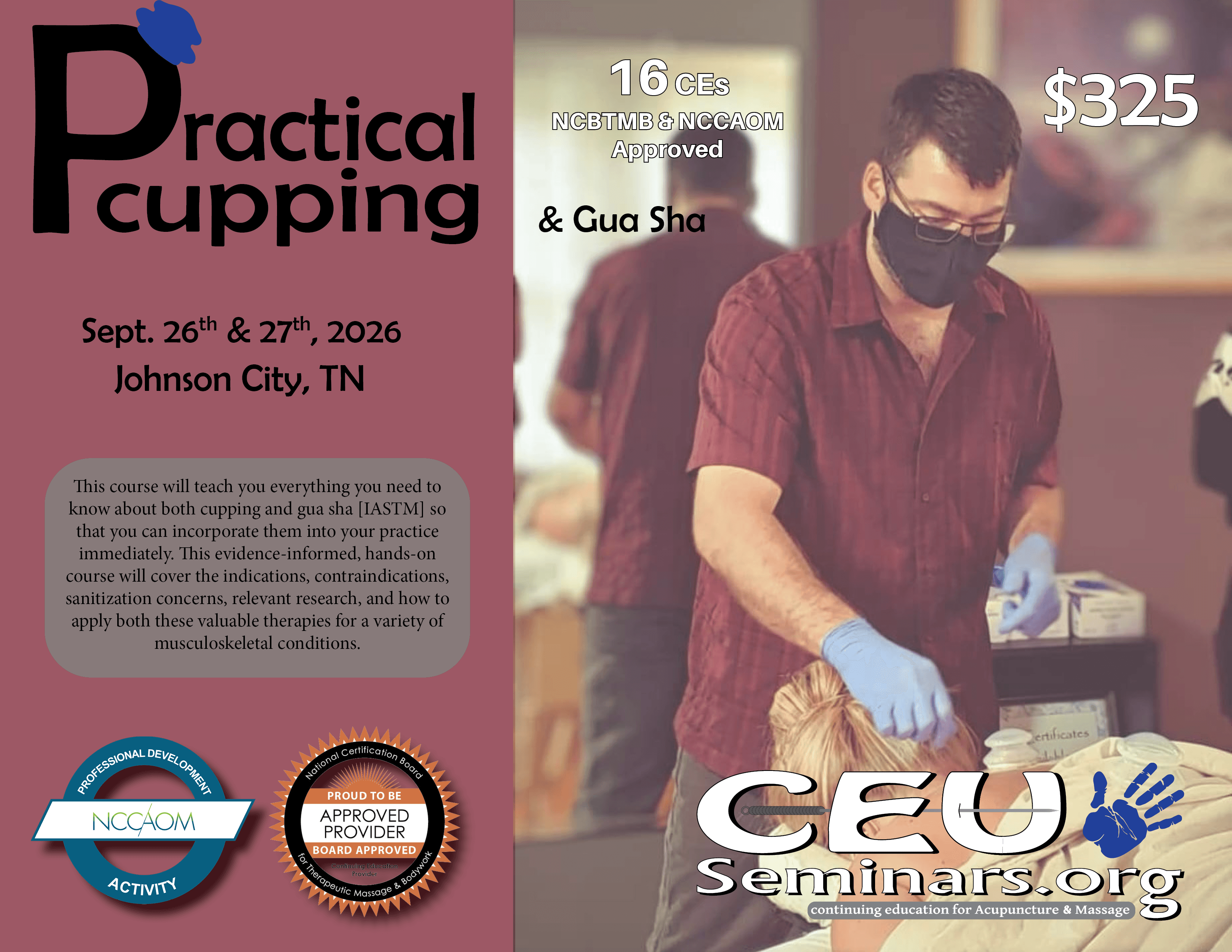 Practical Cupping & Gua Sha with Nate Novgrod (16 CEs) Sept 26 & 27, 2026